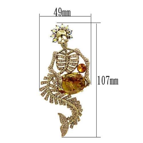 LO2411 - Gold White Metal Brooches with AAA Grade CZ  in Topaz Elsy Style Brooches