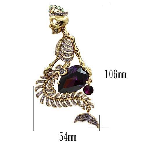 LO2412 - Gold White Metal Brooches with AAA Grade CZ  in Amethyst Elsy Style Brooches