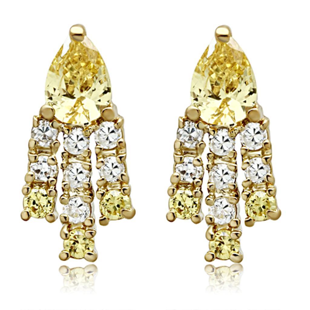 LO2429 - Gold Brass Jewelry Sets with AAA Grade CZ  in Topaz Elsy Style Jewelry Sets