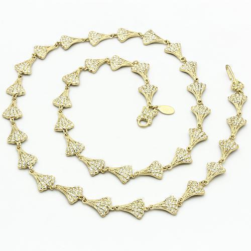 LO2625 - Gold Brass Necklace with Top Grade Crystal  in Clear Elsy Style Necklace