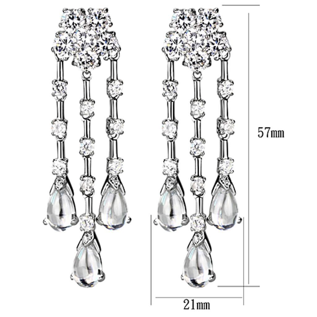 LO3076 - Rhodium Brass Jewelry Sets with AAA Grade CZ  in Clear Elsy Style Jewelry Sets