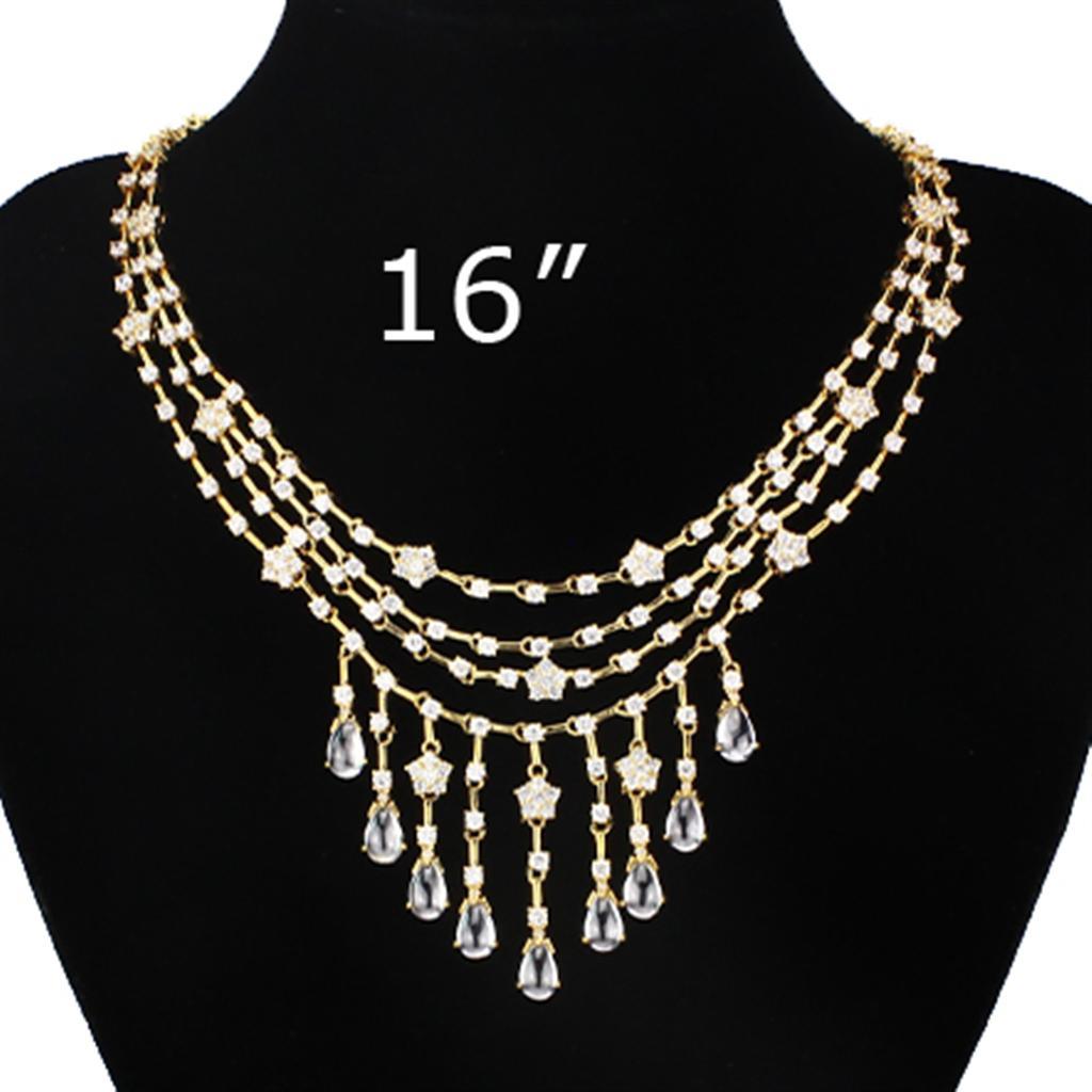 LO3077 - Gold Brass Jewelry Sets with AAA Grade CZ  in Clear Elsy Style Jewelry Sets