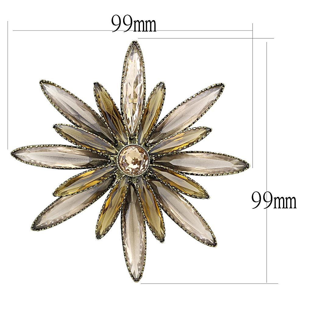 LO4176 - Antique Copper Brass Brooches with Synthetic Synthetic Glass in Champagne Elsy Style Brooches