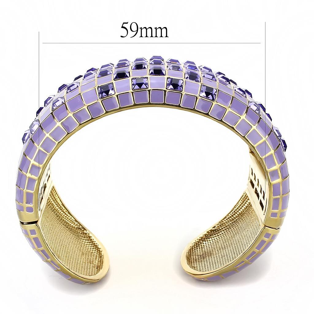 LO4271 - Gold Brass Bangle with Top Grade Crystal  in Tanzanite Elsy Style Bangle