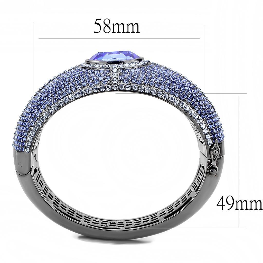 LO4283 - TIN Cobalt Black Brass Bangle with Top Grade Crystal  in Sapphire Elsy Style Bangle