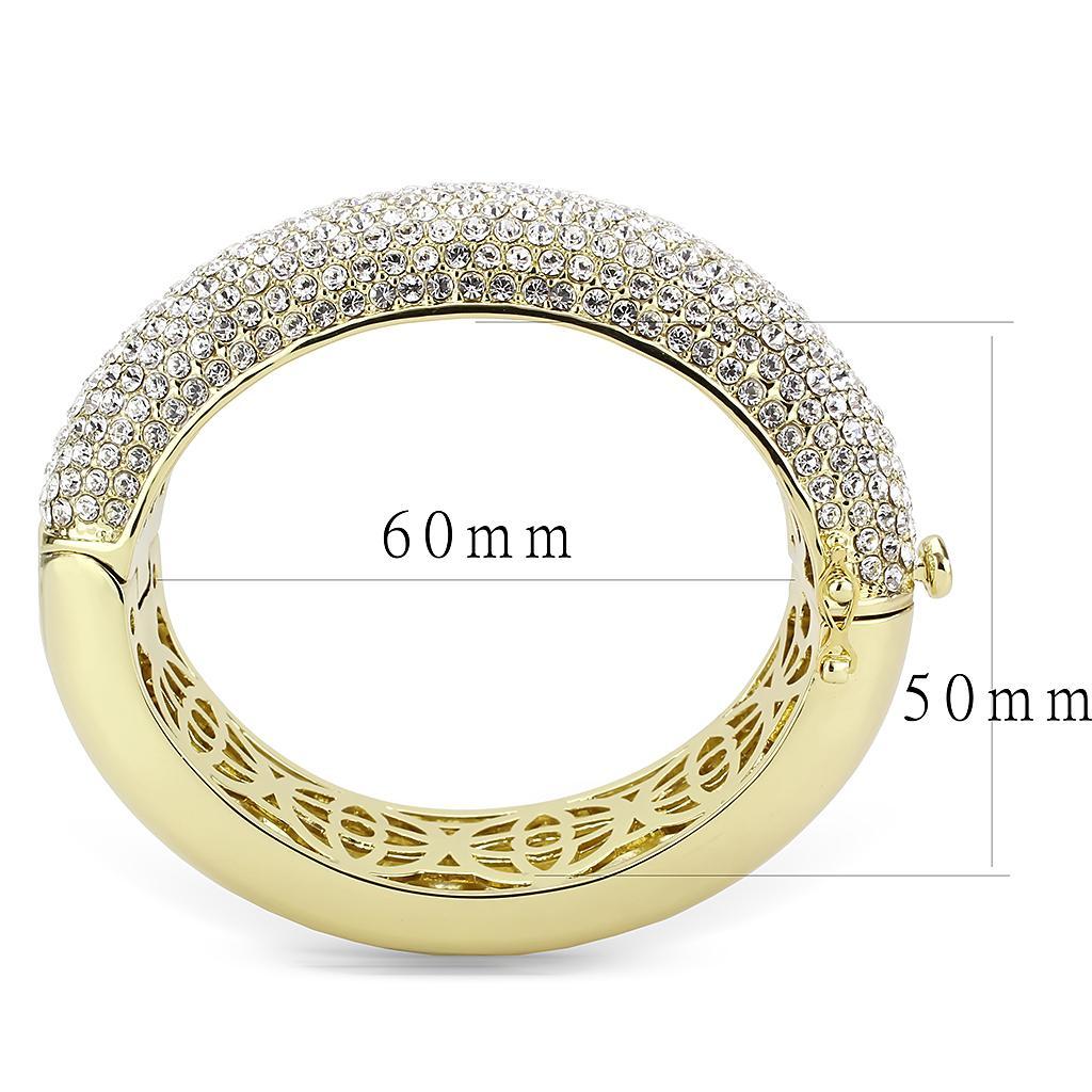 LO4301 - Flash Gold Brass Bangle with Top Grade Crystal  in Clear Elsy Style Bangle