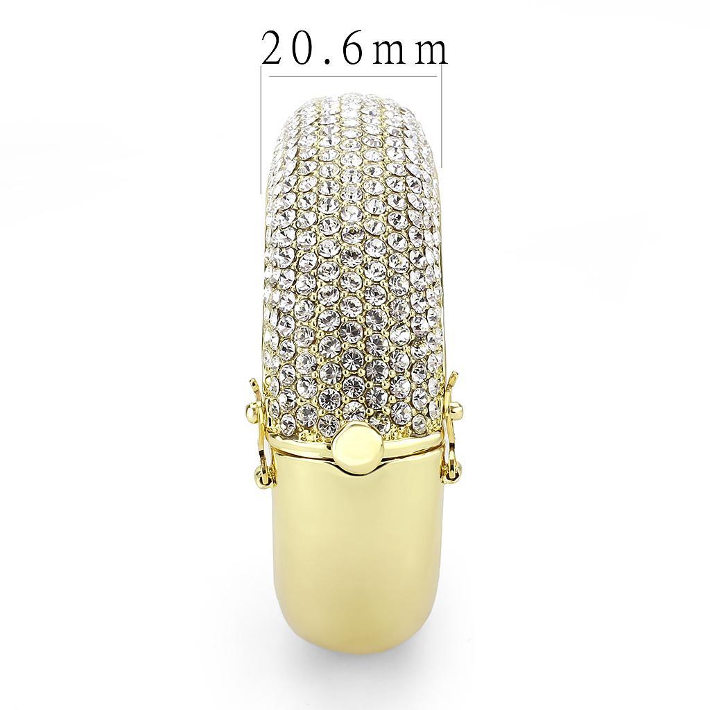 LO4301 - Flash Gold Brass Bangle with Top Grade Crystal  in Clear Elsy Style Bangle