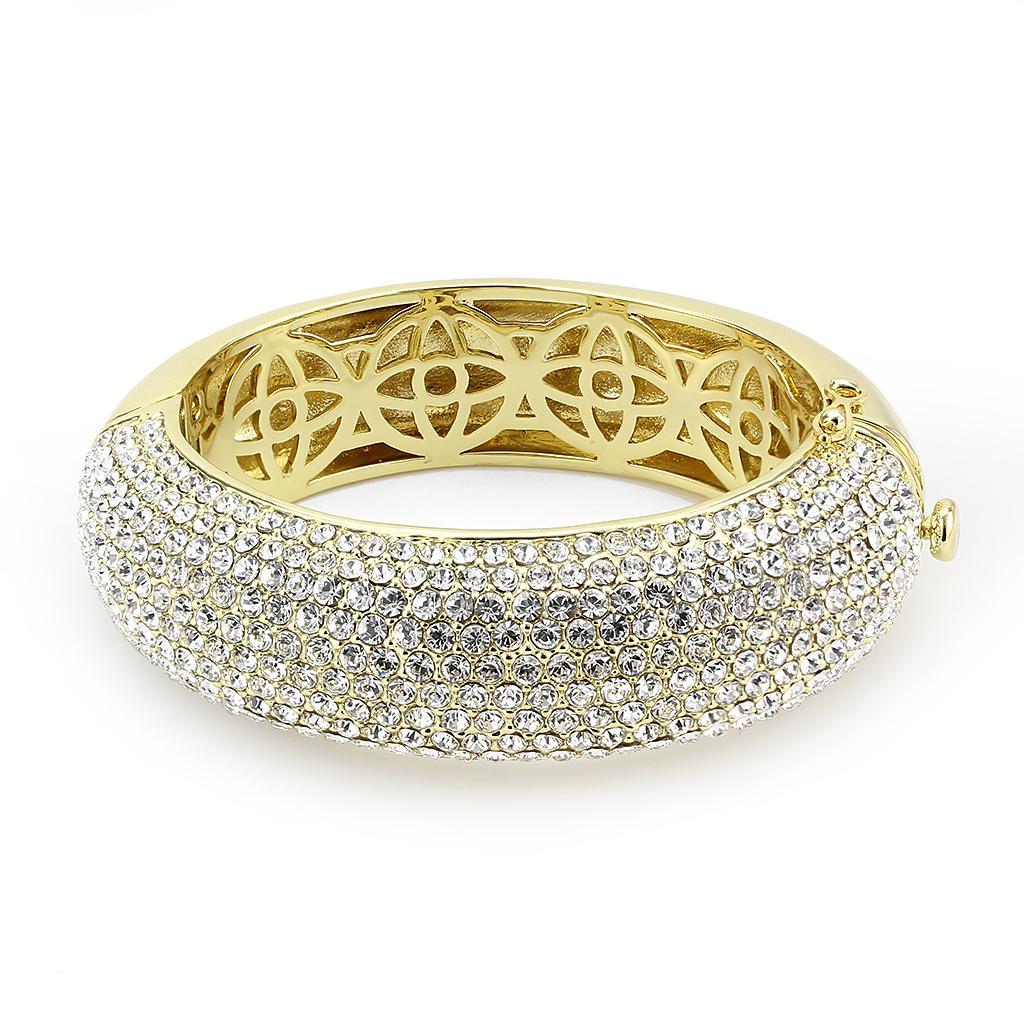 LO4301 - Flash Gold Brass Bangle with Top Grade Crystal  in Clear Elsy Style Bangle