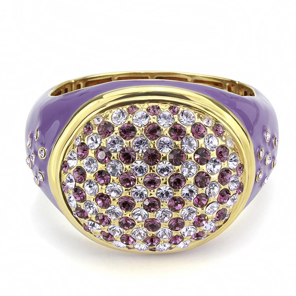 LO4326 - Gold Brass Bangle with Top Grade Crystal  in Amethyst Elsy Style Bangle