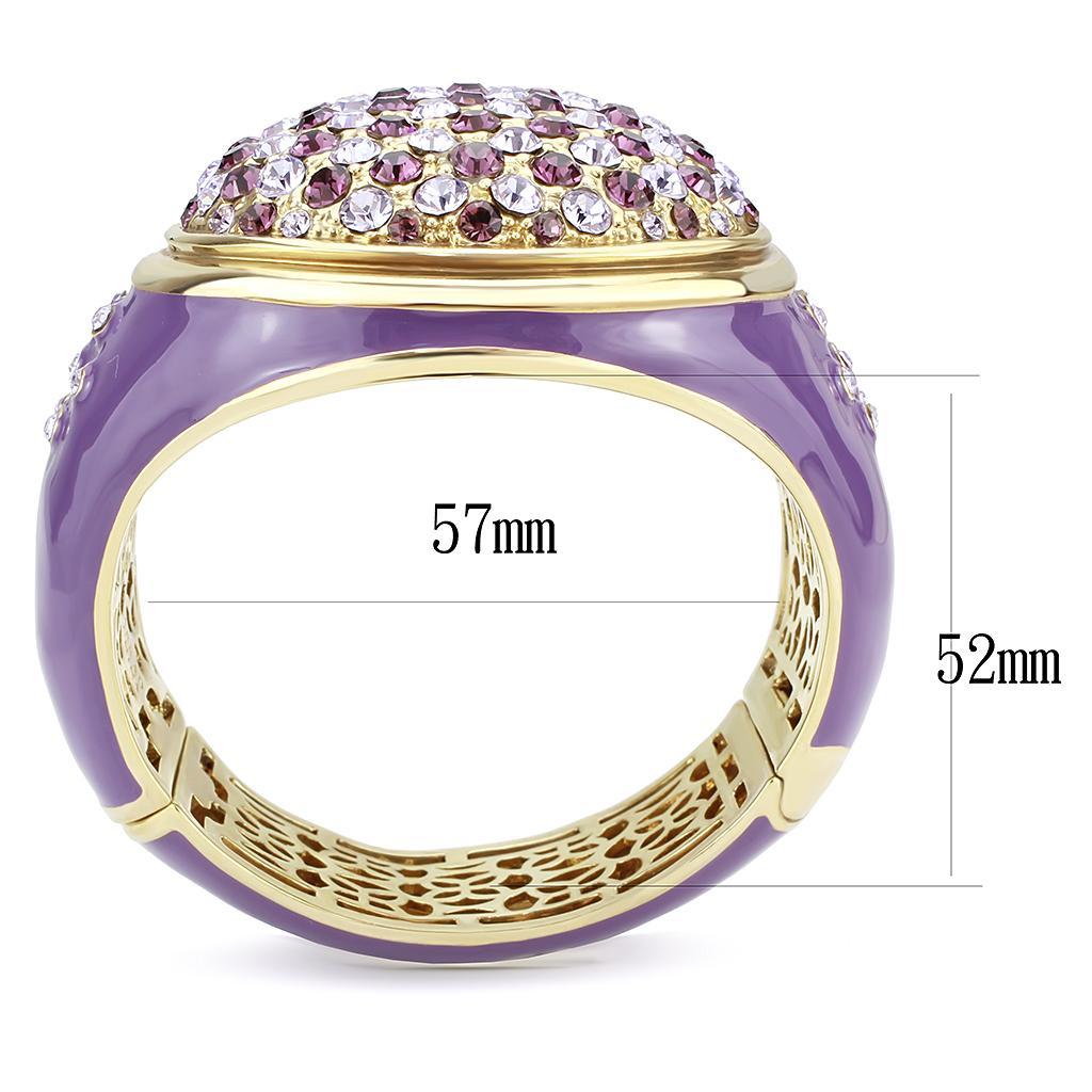 LO4326 - Gold Brass Bangle with Top Grade Crystal  in Amethyst Elsy Style Bangle