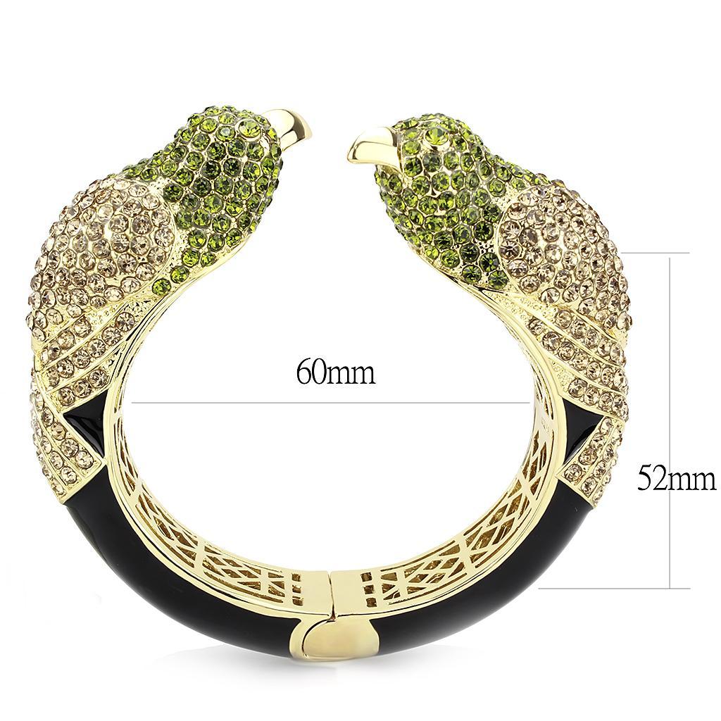 LO4331 - Gold Brass Bangle with Top Grade Crystal  in Multi Color Elsy Style Bangle