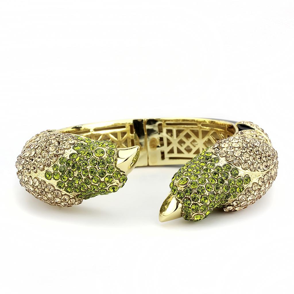 LO4331 - Gold Brass Bangle with Top Grade Crystal  in Multi Color Elsy Style Bangle