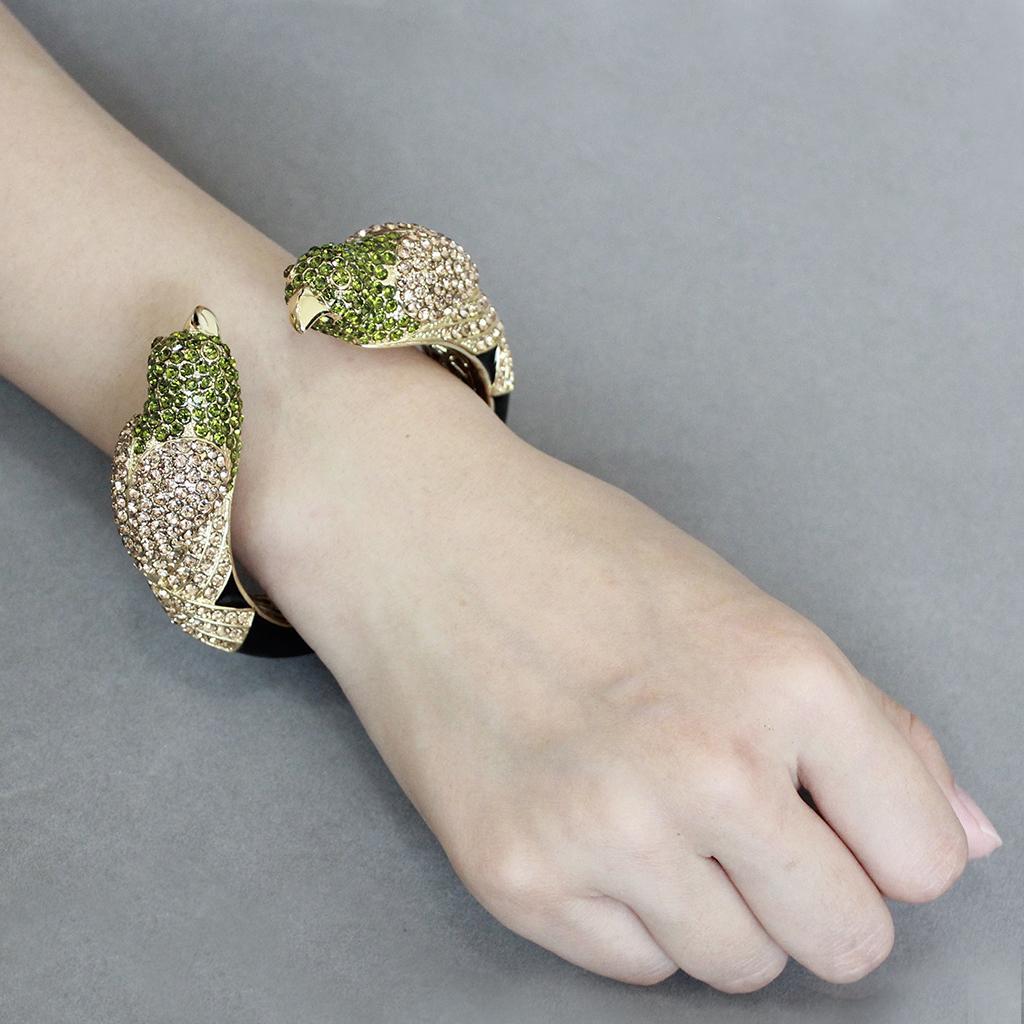 LO4331 - Gold Brass Bangle with Top Grade Crystal  in Multi Color Elsy Style Bangle