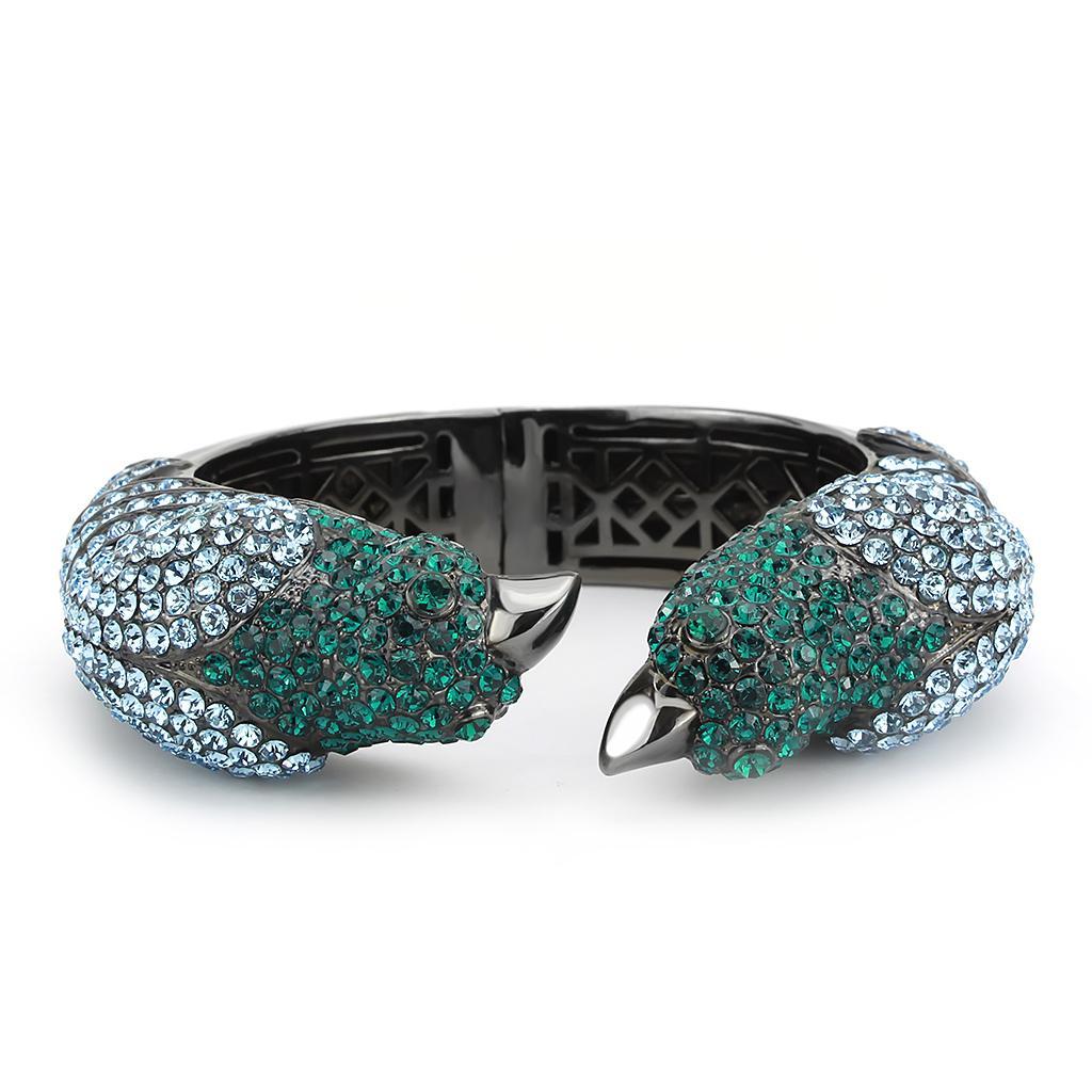 LO4332 - Ruthenium Brass Bangle with Top Grade Crystal  in Multi Color Elsy Style Bangle