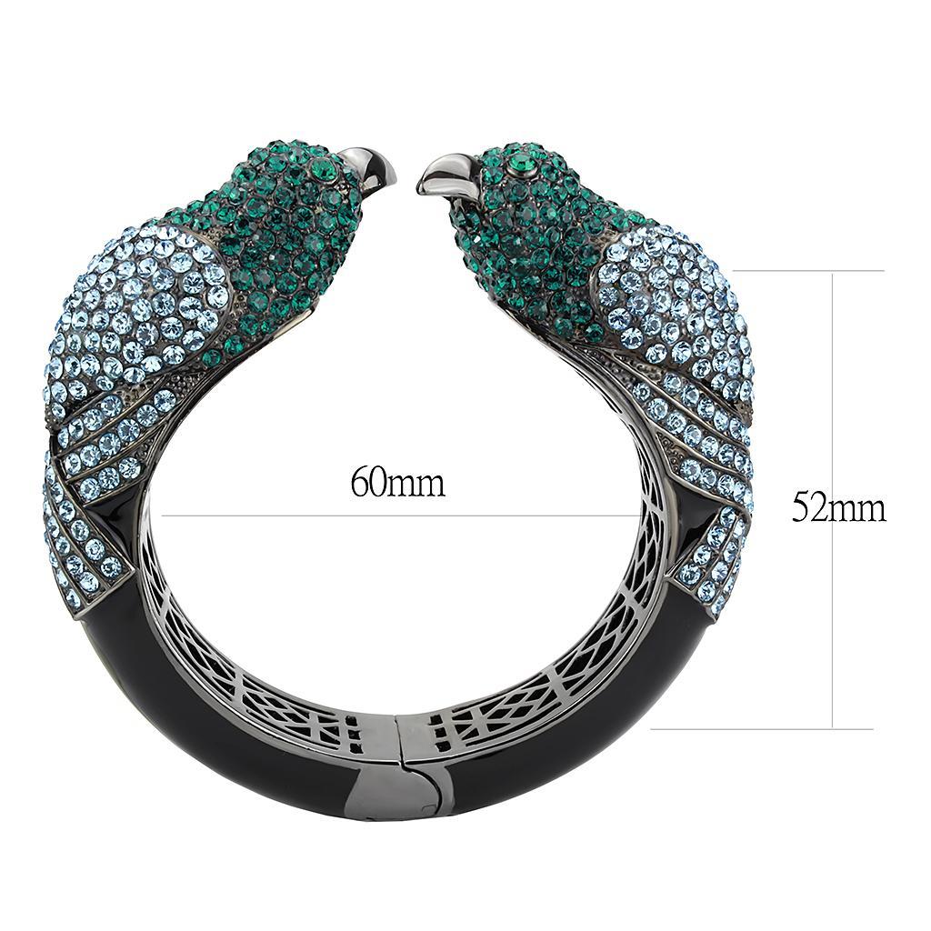 LO4332 - Ruthenium Brass Bangle with Top Grade Crystal  in Multi Color Elsy Style Bangle