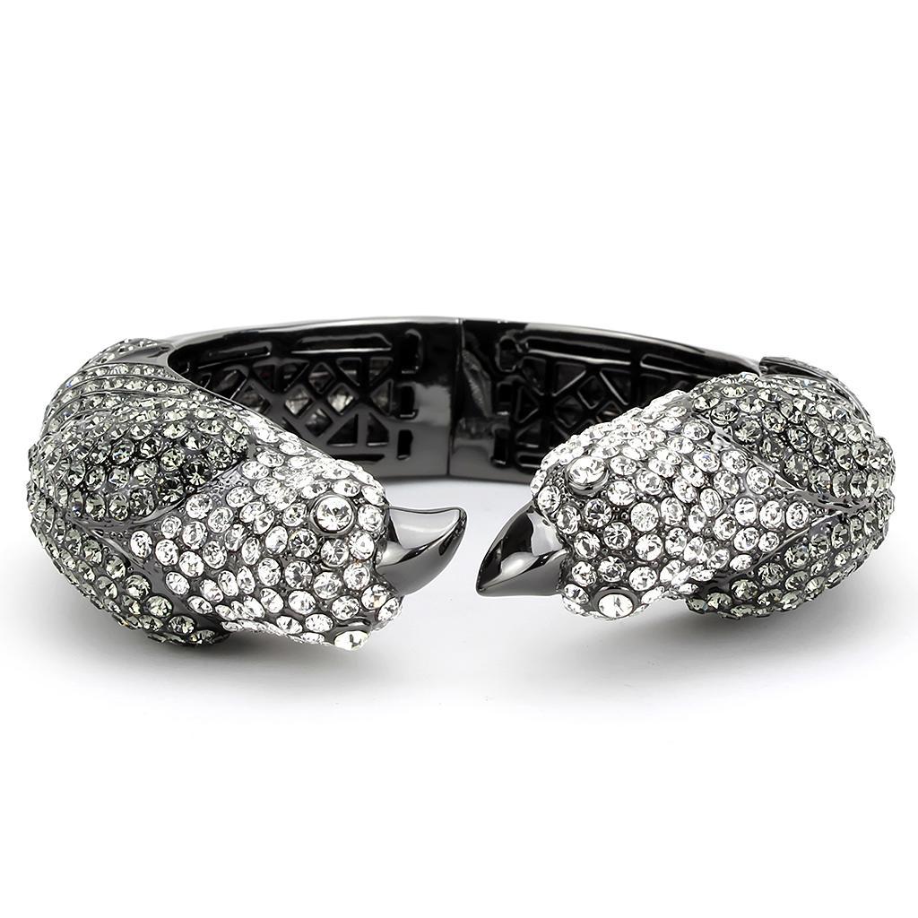 LO4333 - Ruthenium Brass Bangle with Top Grade Crystal  in Multi Color Elsy Style Bangle