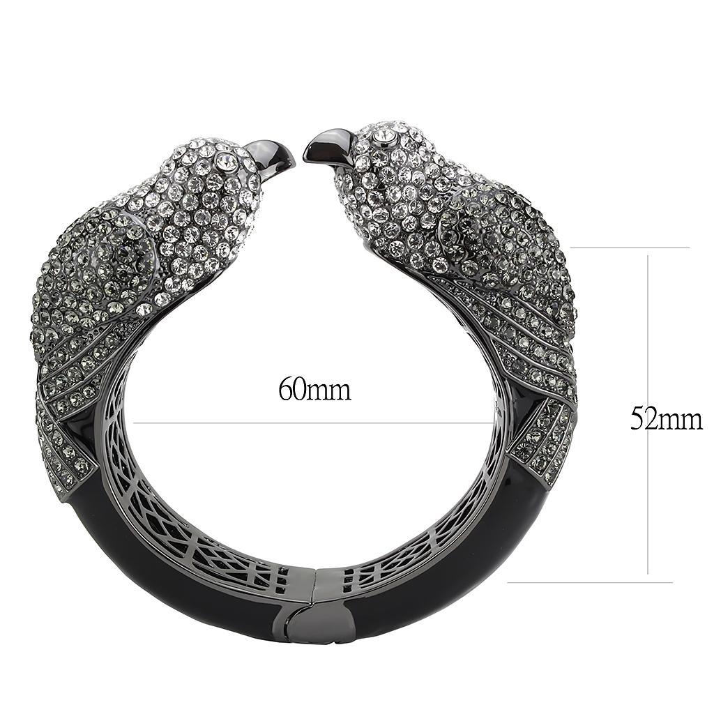 LO4333 - Ruthenium Brass Bangle with Top Grade Crystal  in Multi Color Elsy Style Bangle