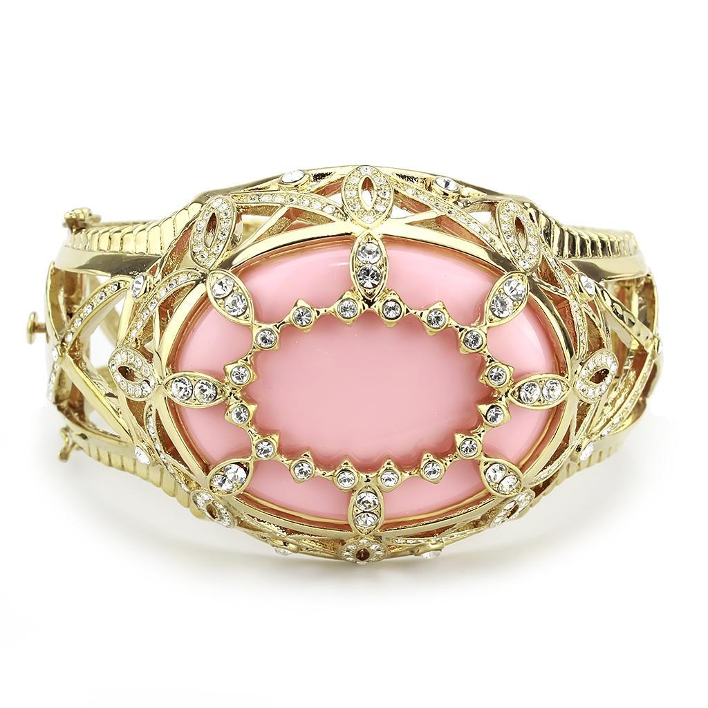 LO4347 - Gold Brass Bangle with Synthetic  in Rose Elsy Style Bangle