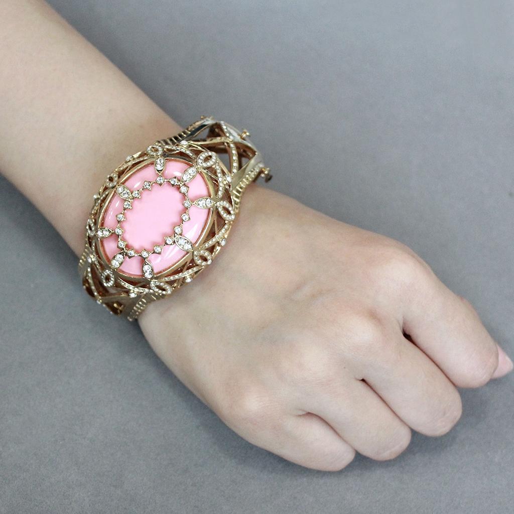 LO4347 - Gold Brass Bangle with Synthetic  in Rose Elsy Style Bangle