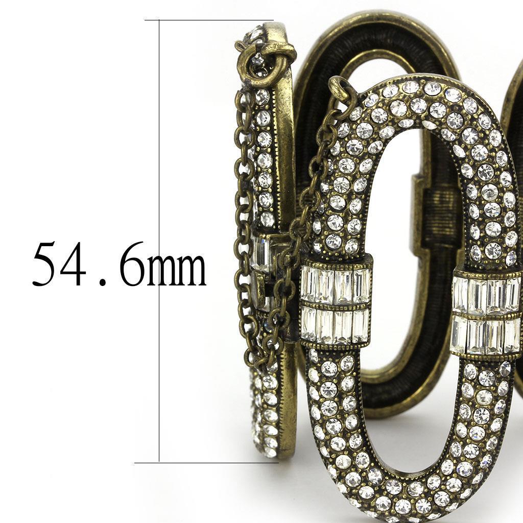 LO4657 - Antique Copper White Metal Bracelet with Top Grade Crystal  in Clear Elsy Style Bracelet