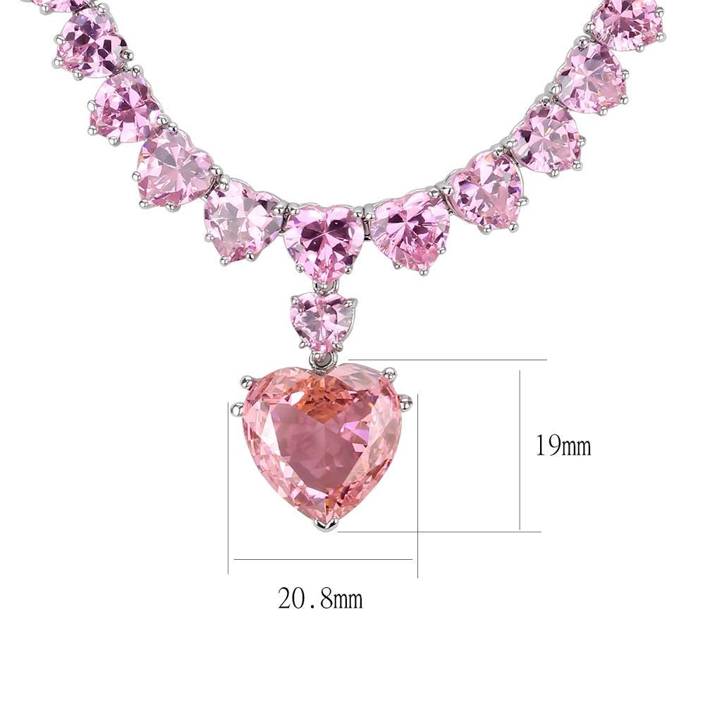 LO4705 - Rhodium Brass Necklace with AAA Grade CZ  in Rose Elsy Style Necklace