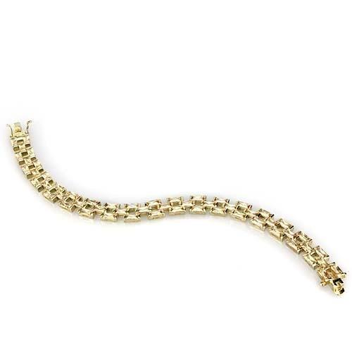 LOS601 - Gold 925 Sterling Silver Bracelet with AAA Grade CZ  in Champagne Elsy Style Bracelet