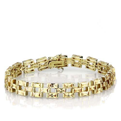 LOS601 - Gold 925 Sterling Silver Bracelet with AAA Grade CZ  in Champagne Elsy Style Bracelet