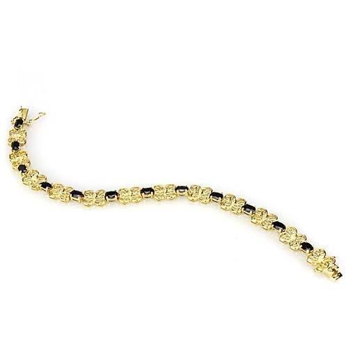 LOS602 - Gold 925 Sterling Silver Bracelet with AAA Grade CZ  in Jet Elsy Style Bracelet