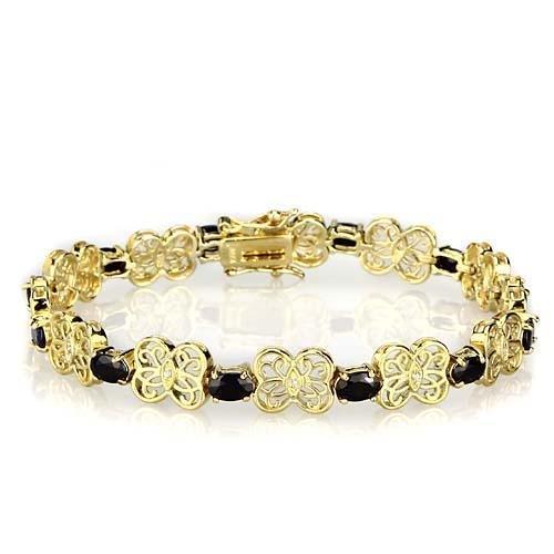 LOS602 - Gold 925 Sterling Silver Bracelet with AAA Grade CZ  in Jet Elsy Style Bracelet