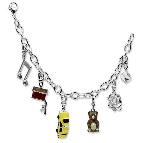 LOS604 - Silver 925 Sterling Silver Bracelet with Top Grade Crystal  in Clear Elsy Style Bracelet