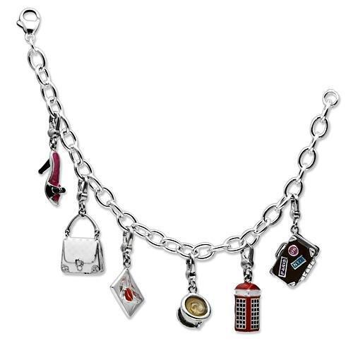 LOS607 - Silver 925 Sterling Silver Bracelet with Epoxy  in Multi Color Elsy Style Bracelet