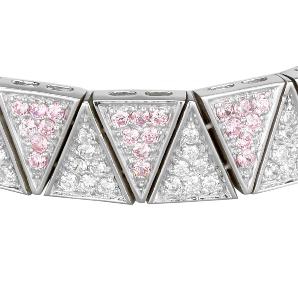 LOS845 - Rhodium 925 Sterling Silver Bracelet with AAA Grade CZ  in Rose Elsy Style Bracelet