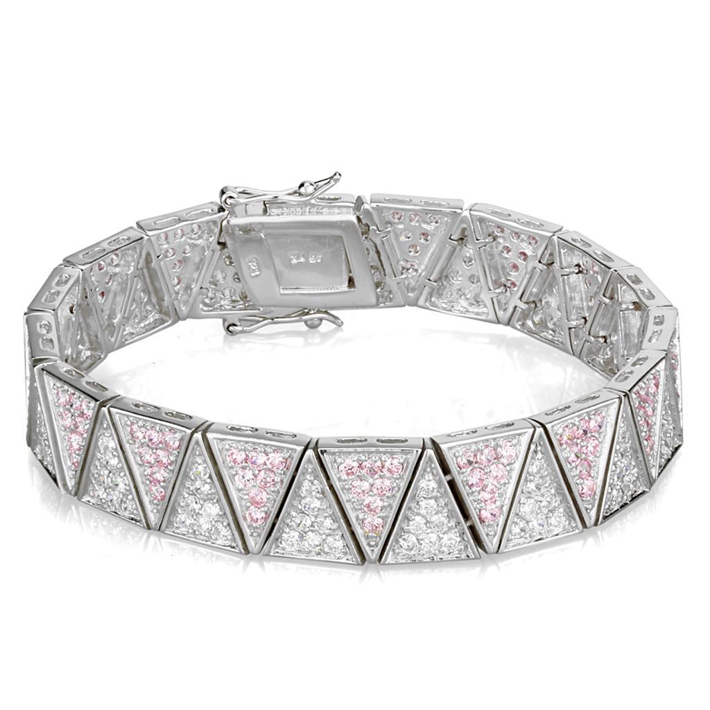 LOS845 - Rhodium 925 Sterling Silver Bracelet with AAA Grade CZ  in Rose Elsy Style Bracelet