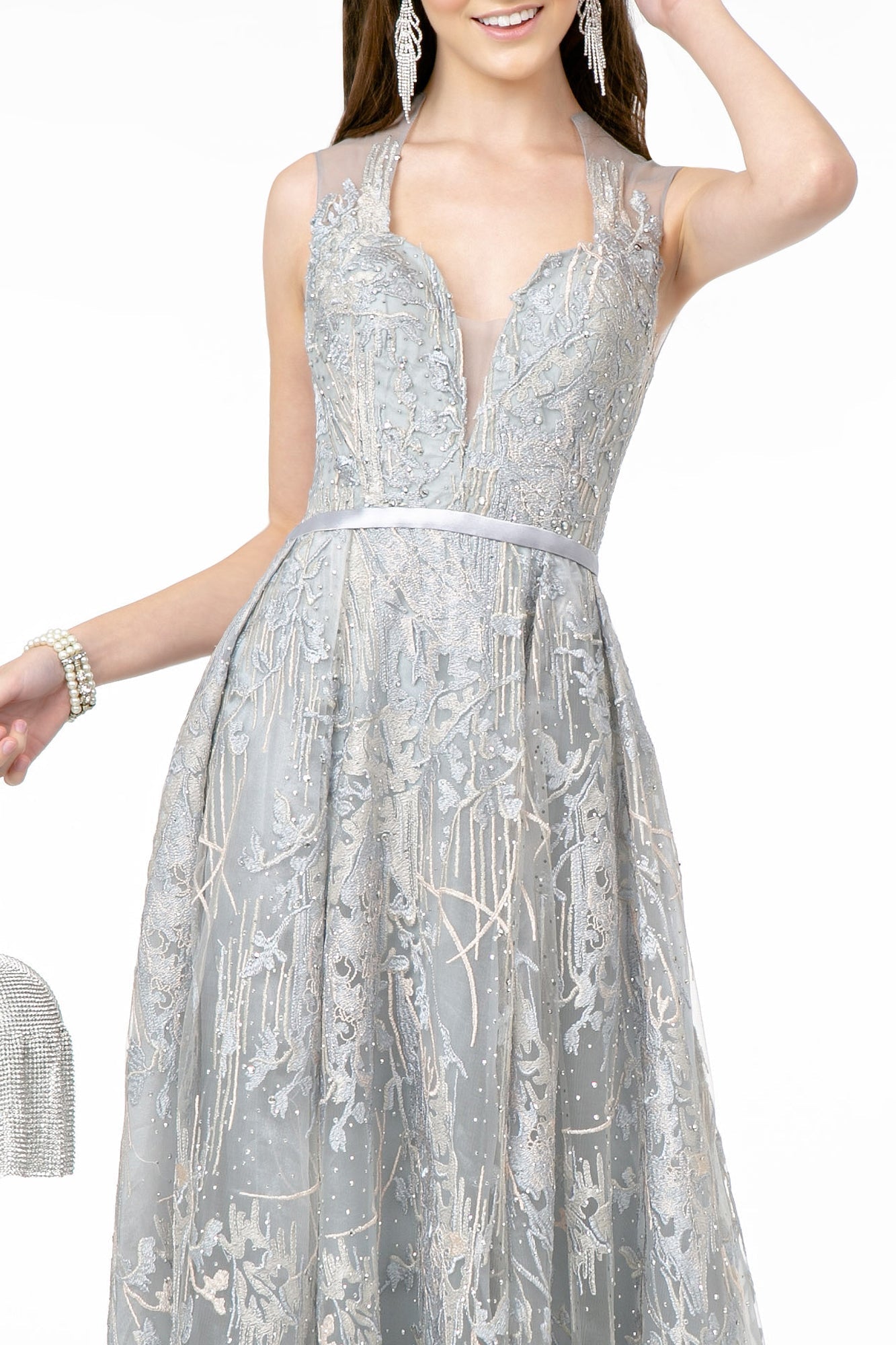 Lace Embellished A-Line Long Dress
 GLGL2835 Elsy Style PROM