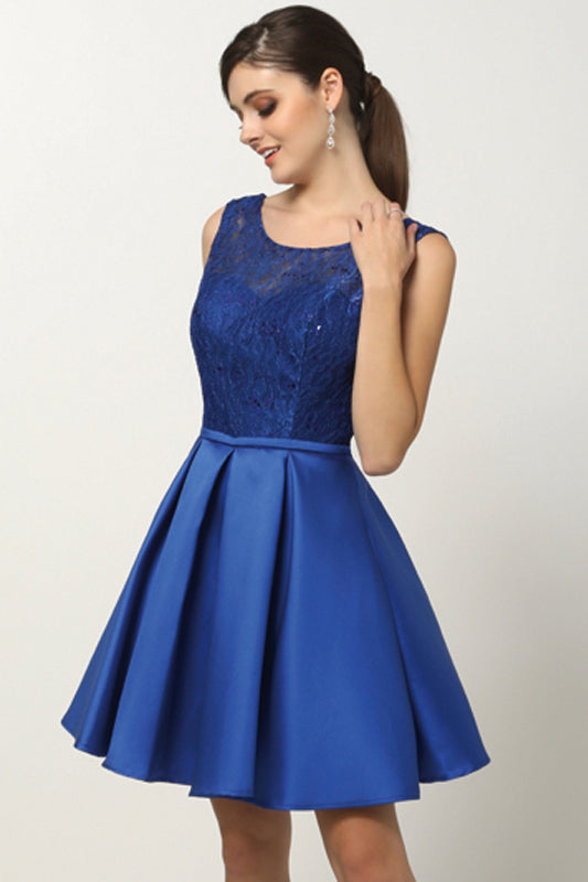 Lace & Sequin Bodice Short Cocktail & Homecoming Dress JT807 Elsy Style Cocktail Dress