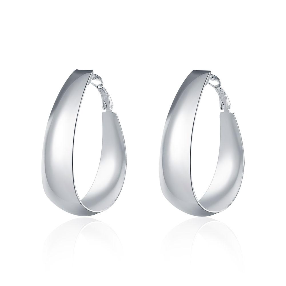 Large Cut Hoop Earring in 18K White Gold Plated Elsy Style Earring