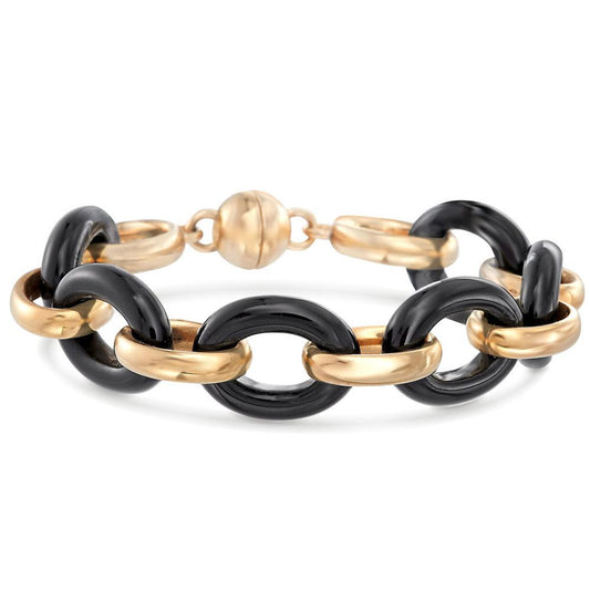 Large Link Onyx Ceramic Bracelet in 18K Gold Plated Elsy Style Bracelet