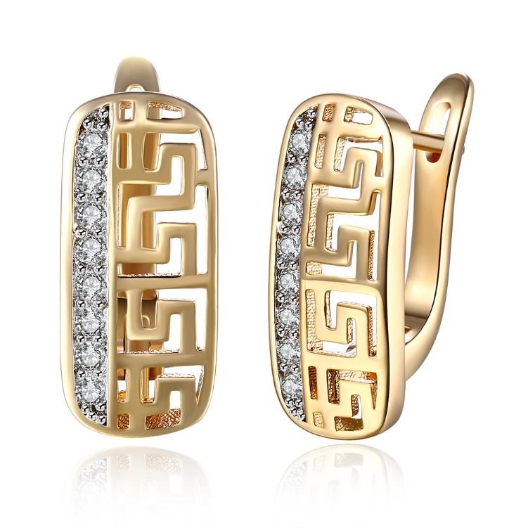 Laser Cut  Crystal Micro-Pav'e Lined Huggie Hoop Earrings Set in 18K Gold Elsy Style Earring