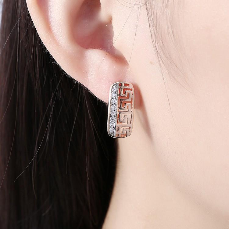 Laser Cut  Crystal Micro-Pav'e Lined Huggie Hoop Earrings Set in 18K Gold Elsy Style Earring