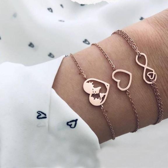 Love & Peace in the World Rose Gold 3 Piece Set Elsy Style Bracelet