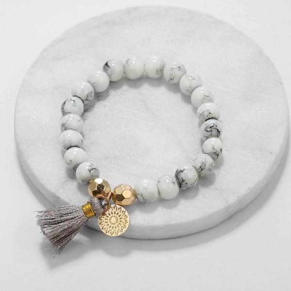 Marble Filligree Tassel Stretch 4PC Bracelet Elsy Style Bracelet