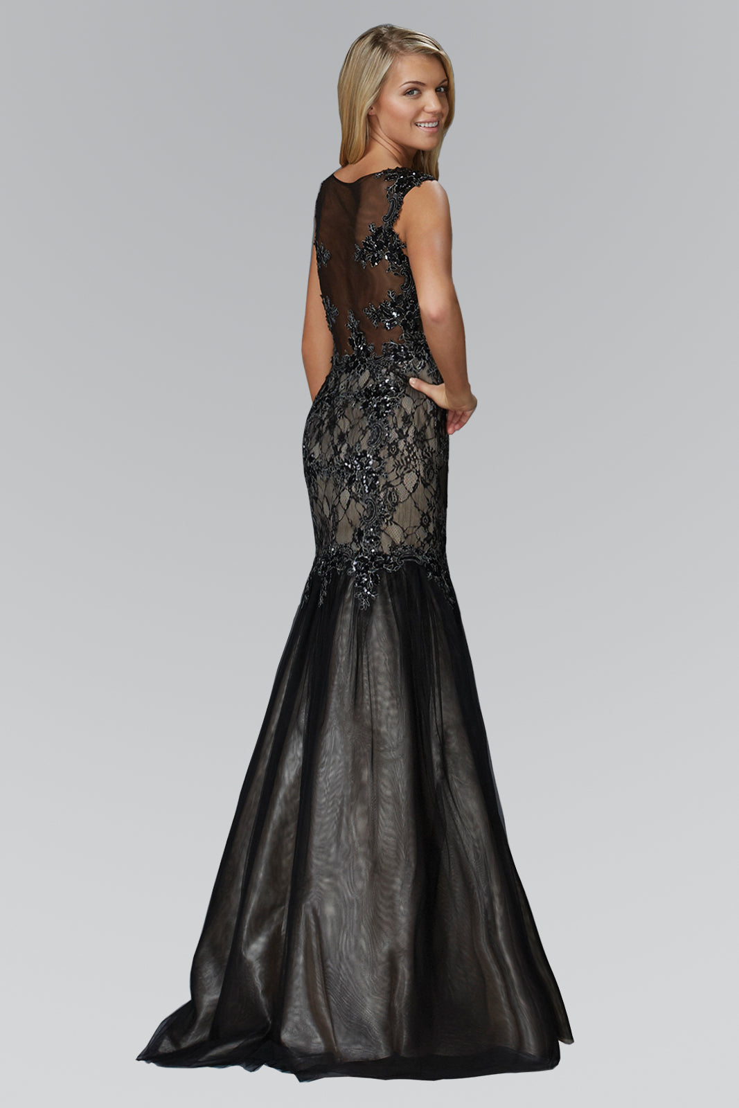 Mermaid Long Dress with Lace and Sheer Back GLGL2162 Elsy Style PROM