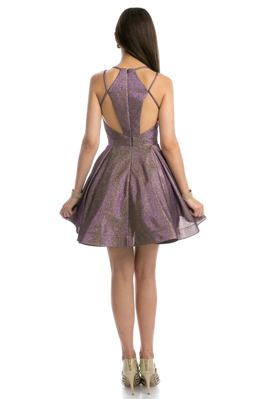 Metallic Fit & Flare Short Cocktail & Homecoming Dress JT841 Elsy Style Cocktail Dress