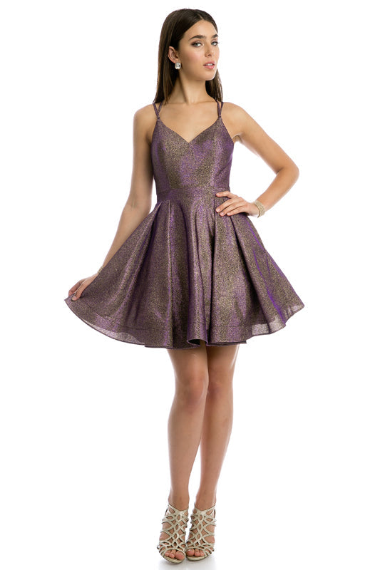 Metallic Fit & Flare Short Cocktail & Homecoming Dress JT841 Elsy Style Cocktail Dress