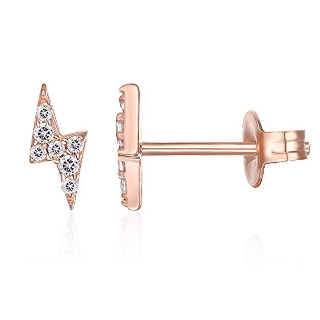 Mini Lighting Bolt  Elements Studs in 14K Rose Gold Elsy Style Earring