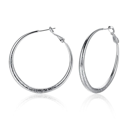 Modern Glitter Layering Hoop Earrings Set in 18K White Gold Elsy Style Earring