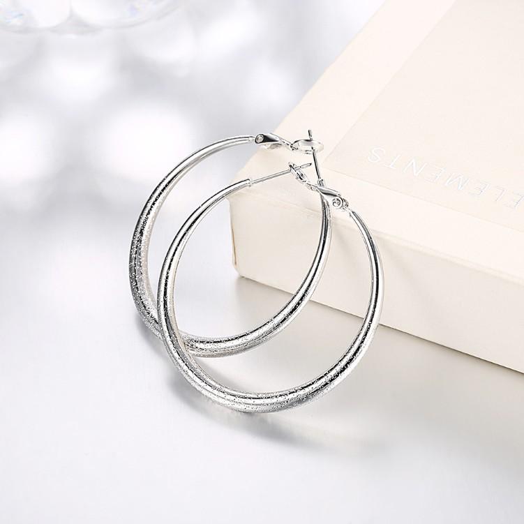 Modern Glitter Layering Hoop Earrings Set in 18K White Gold ITALY Design Elsy Style Earring