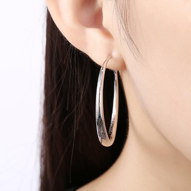 Modern Glitter Layering Hoop Earrings Set in 18K White Gold ITALY Design Elsy Style Earring