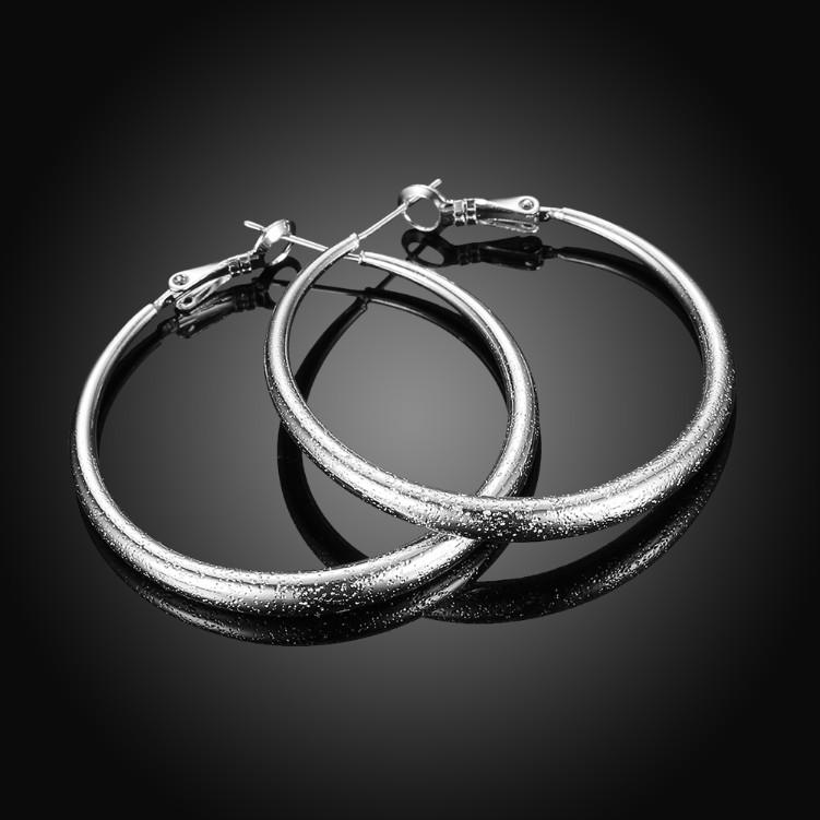 Modern Glitter Layering Hoop Earrings Set in 18K White Gold ITALY Design Elsy Style Earring