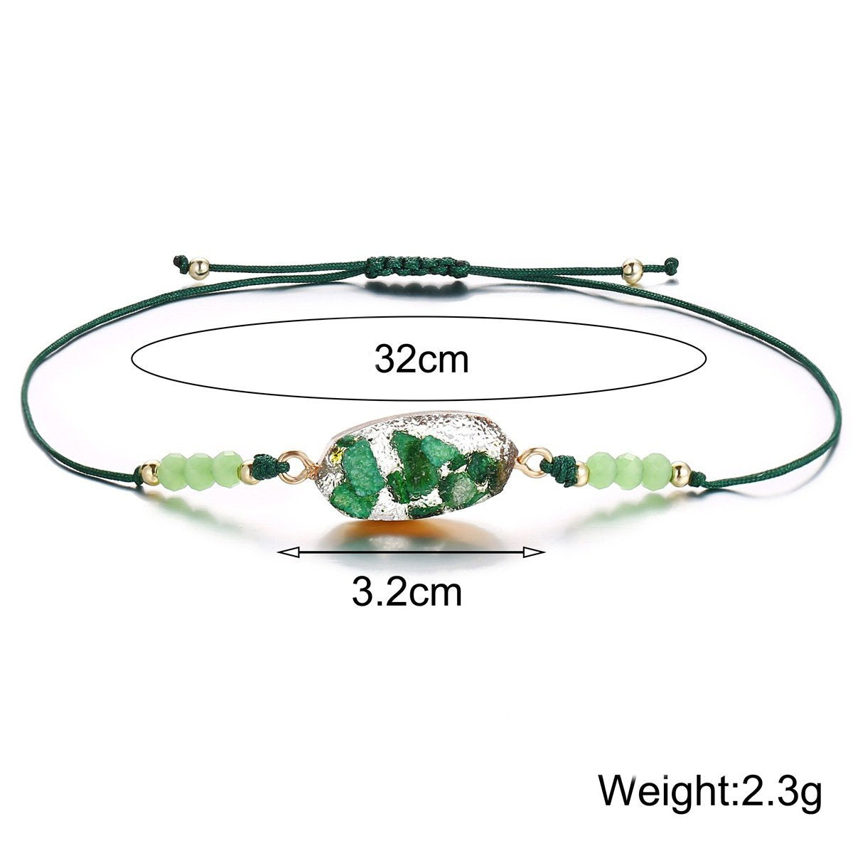 Natural Stone Green 18K Gold Plated Bracelet ITALY Design Elsy Style Bracelet